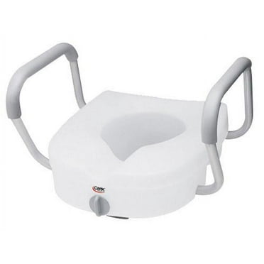 Carex EZ Lock Raised Toilet Seat with Handles, Adjustable Removable Arms, Adds 5", 300 lb Capacity