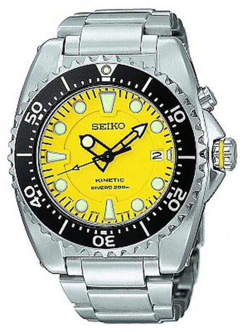 Seiko Men's SS Yellow Dial Kinetic Watch SKA367 