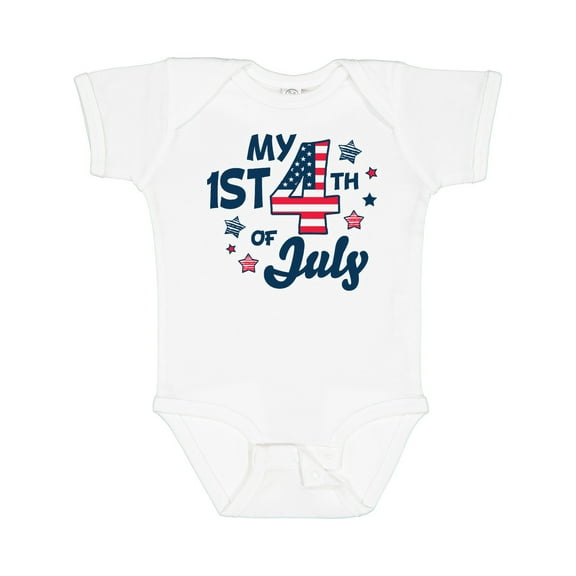 Inktastic My 1st 4th of July with Striped Stars Boys or Girls Baby Bodysuit