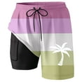 thumbnail image 3 of Tisuna Men'S Swimwear Summer Color Block Drawstring Elastic Waist Straight Leg Trunks Stretchy Stylish Fit Male Seaside Beach Wear Light Purple Size L, 3 of 4