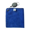 thumbnail image 1 of Toalla de pelota de golf con clip, paño de limpieza para accesorios de golf en forma cuadrada azul, 1 of 9