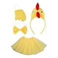 thumbnail image 4 of Conjunto de 4 piezas de disfraz de pollo, diadema de pollo de Pascua para fiesta de Acción de Gracias Amarillo, 4 of 9