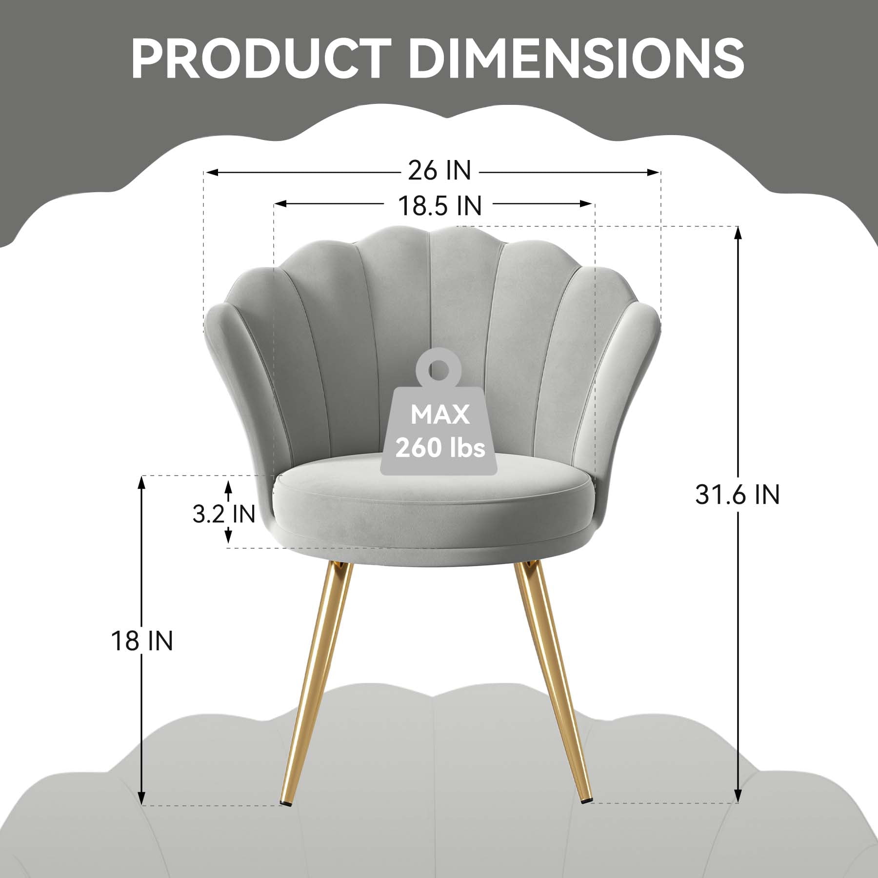 MOONMISS Velvet Modern Accent Chair with Gold Metal Legs, Upholstered Beauty Chair for Bedroom, Makeup Room