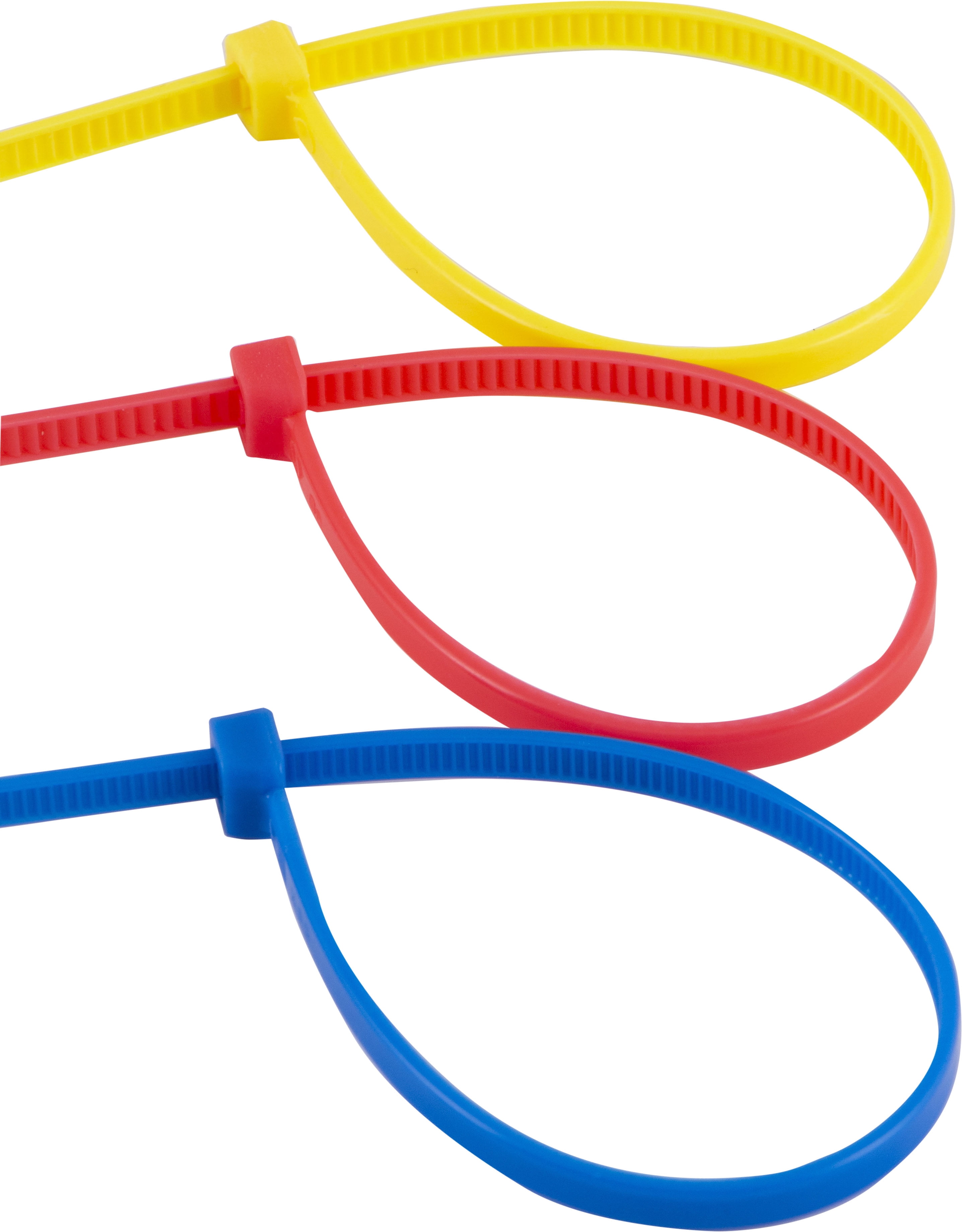 Hyper Tough 8in. Assorted Color Zip Ties 100 Pack, 75lb. Tensile Strength, Nylon Mount Cable Ties, Resealable Bag, 38104