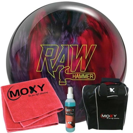 Hammer Raw Hammer Red/Smoke/Black Bowling Ball | Moxy Strike Black Bowling Bag | Moxy Red Micro Fiber Towel | Moxy Xtreme Power Cleaner Package