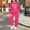 thumbnail image 2 of CPNG Teens Kids Unisex Boys Girls Sweatsuit 2 Piece Set Heart Print Sweatsuits Hoodie Sweatshirts and Sweatpants Set(Hot Pink,2-3 Years), 2 of 5