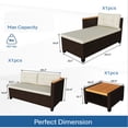 thumbnail image 2 of KIOOTTO 3-Piece L-Shaped Outdoor Sectional Sofa Set, PE Wicker Patio Furniture with Acacia Wood Storage Coffee Table & Beige Cushions, Corner Couch for Balcony & Deck, 2 of 6