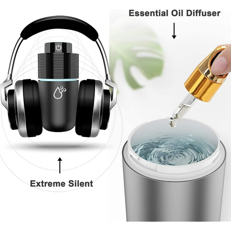 Car Diffuser Car Humidifier, USB Essential Oil Diffusers 7 Colors LED Lights 200ml Big Capacity Aromatherapy Diffuser(Black-Grey)