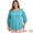 Lake Blue, variant on Women's Plus Smocked 3/4 Sleeve Notch V Neck Blouse 2X Lake Blue