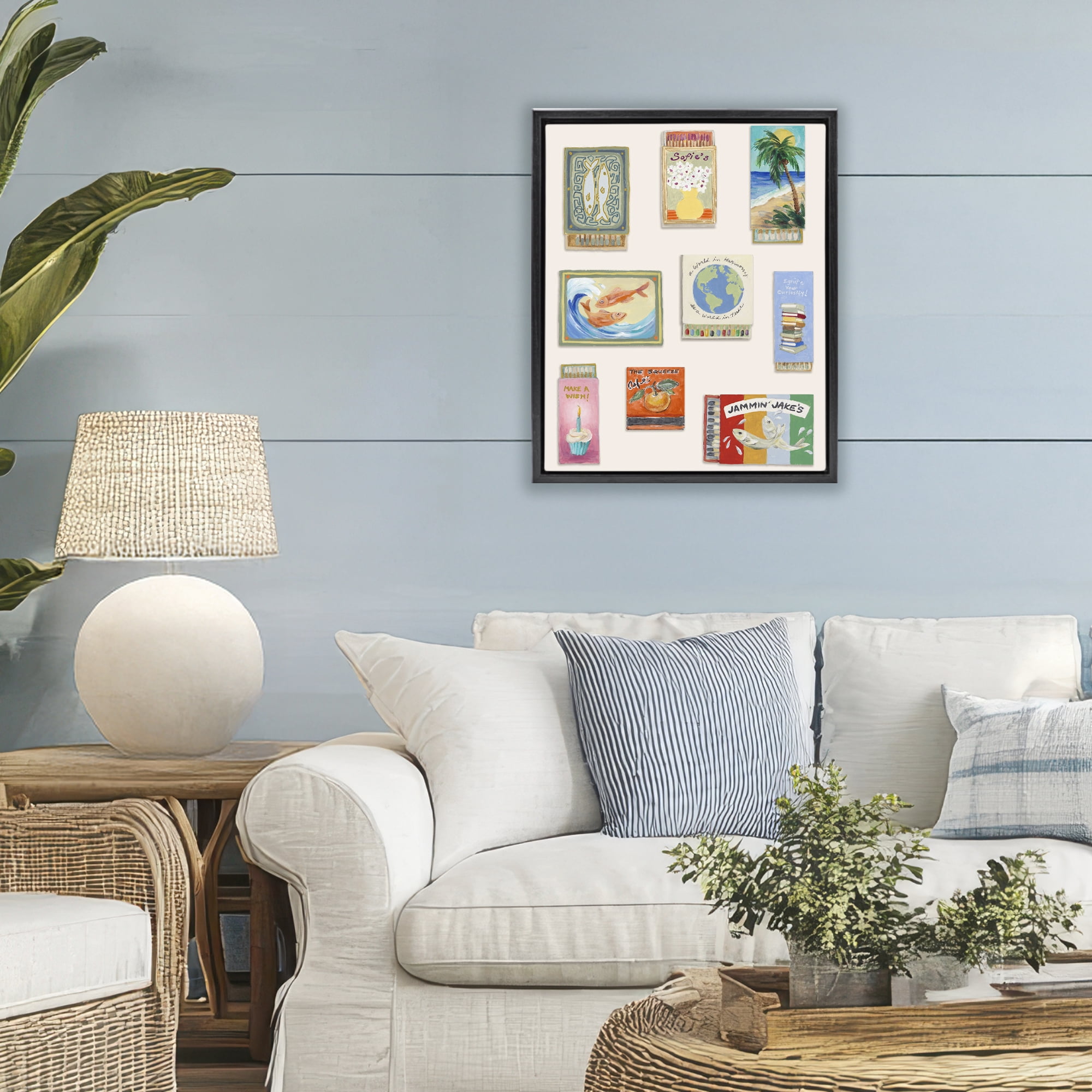 Stupell Industries World Matchbox Collection Black Framed Floater Canvas Wall Art, design by Lanie Loreth