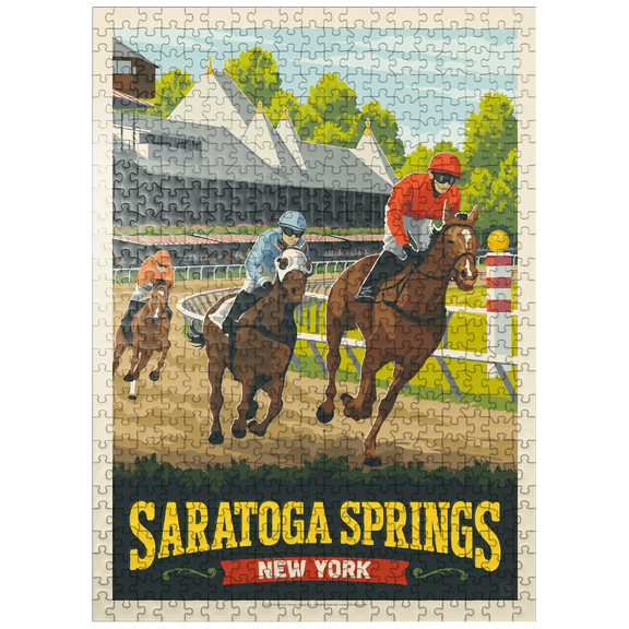 MyPuzzle - Saratoga Springs, New York, Vintage Poster - Premium 500 Piece Jigsaw Puzzle for Adults