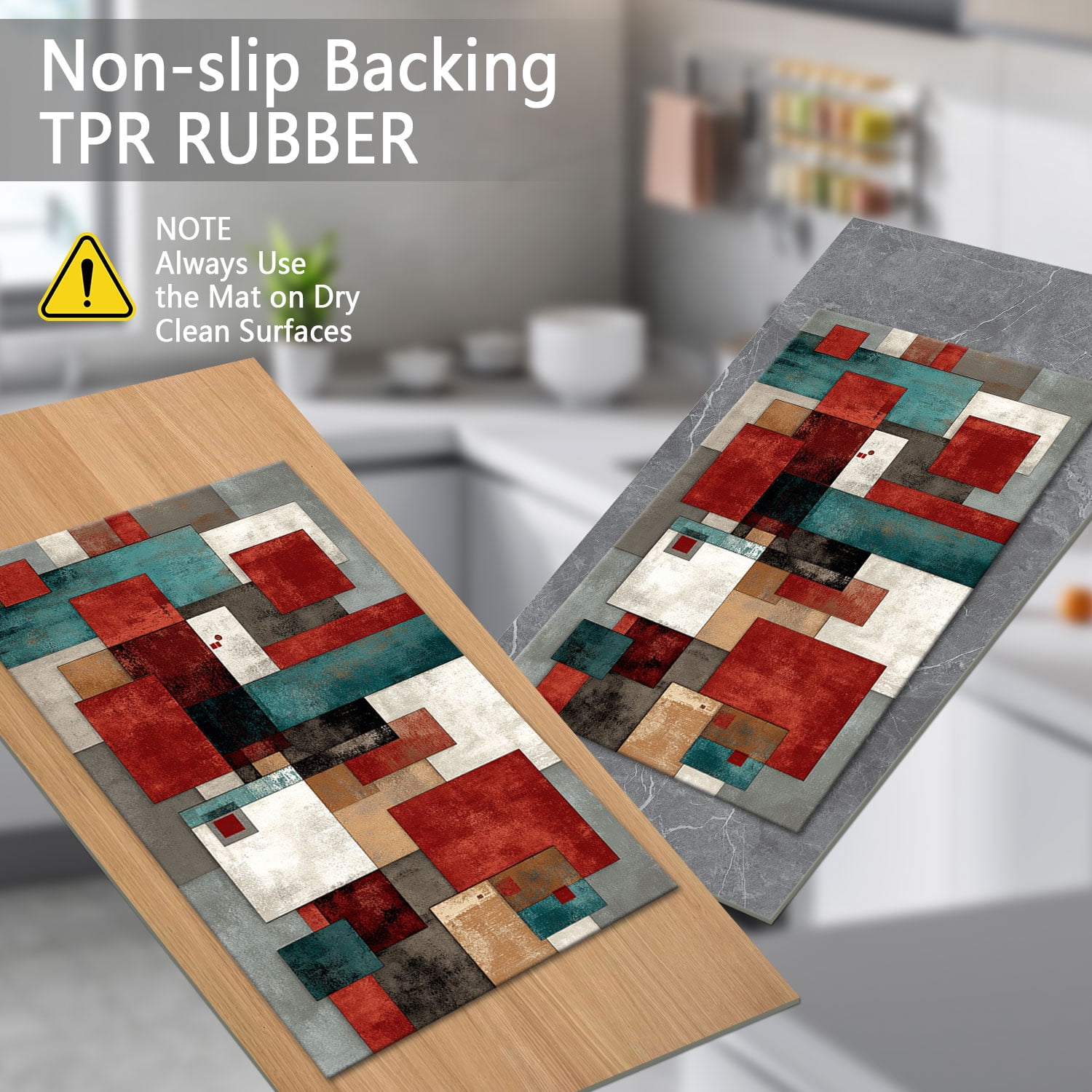 3 Piece Kitchen Rug Set, Abstract Pattern Kitchen Hallway Rug, Soft And Comfortable, Suitable For Sinks, Floors, Entrances, Hallways And Bathrooms