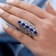 thumbnail image 5 of Shop LC Platinum Plated 5 Stone Lapis Lazuli Ring for Women Openwork Statement Jewelry Birthday Gifts Size 10, 5 of 6