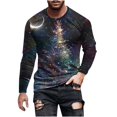 thumbnail image 2 of Blusas y camisas de manga larga con cuello redondo para hombre, moda navideña, informal, estampado, cuello redondo, manga larga, blusa estampada para hombre, blusa de poliéster, 2 of 5