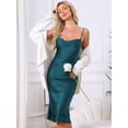 thumbnail image 2 of DARING DIVA Women's Satin Silky Hem Cowl Neck Sleeveless Midi Nightgown S Blue, 2 of 7