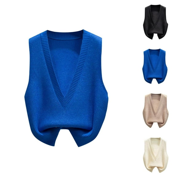 Womens Sweater Vest Plus Size Friendly Cozy Fall and Winter Clothing Women's Knit Sweater Vest V Neck Lightweight Cardigan Casual Layering Stretch Pullover Top For Spring Fall Winter