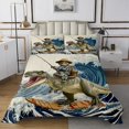 thumbnail image 1 of Erosebridal Cat Riding Dinosaur Coverlet Set King,Japanese style Bedding Set,Ocean Bedroom Decor,Ultra Soft,3 Pieces, 1 of 5