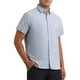 thumbnail image 4 of CAMISAS DE VESTIR PARA HOMBRE SÓLIDAS CORTAS DE ALGODÓN AJUSTE REGULAR CON BOTONES CAMISA OXFORD FORMAL L GRIS, 4 of 4