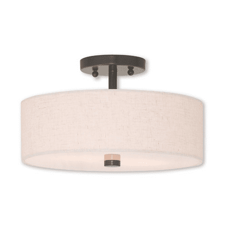 

Semi Flush Mounts 2 Light With Steel Drum English Bronze size 13 in 120 Watts - World of Crystal