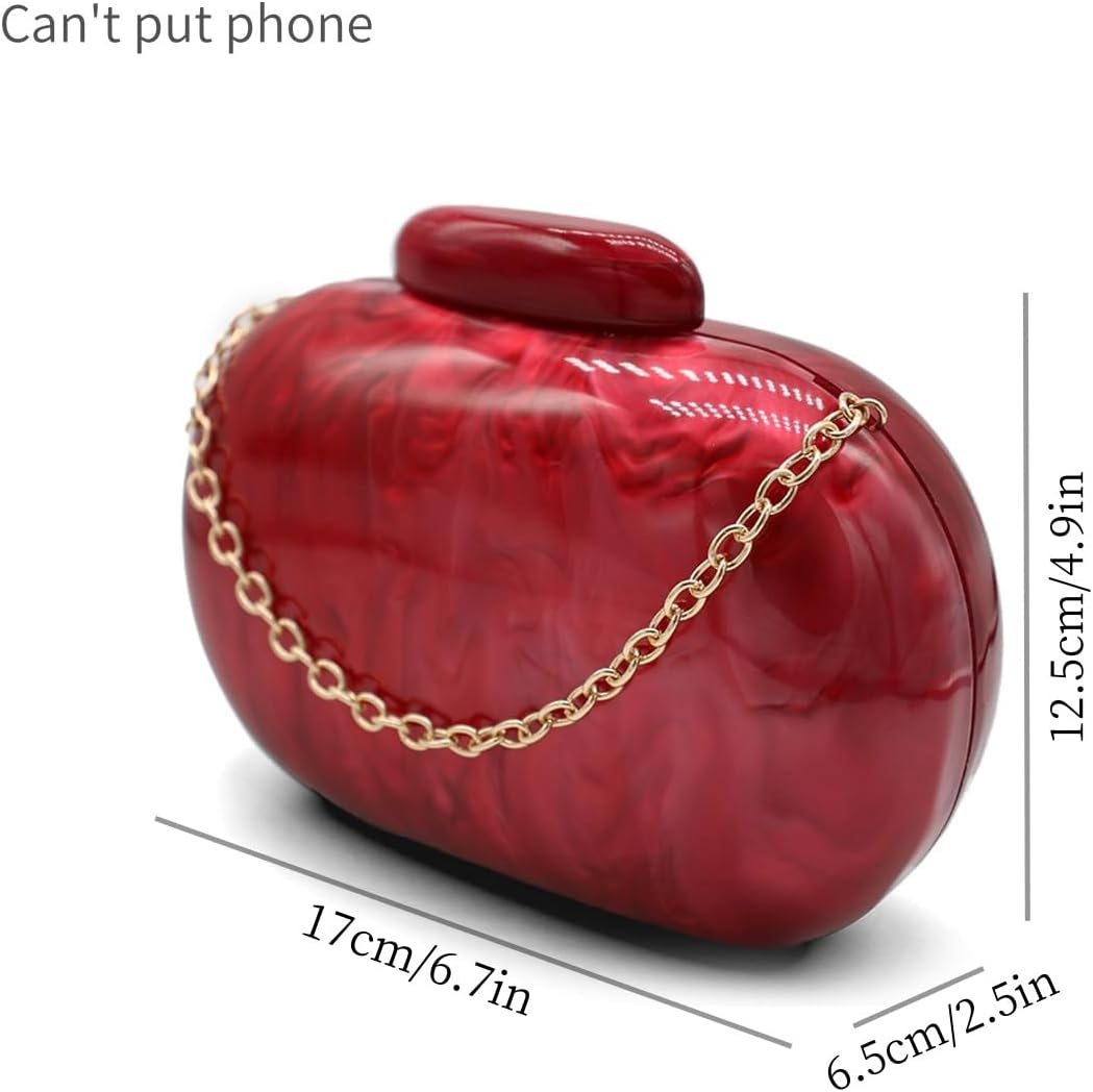 Kwuty Acrylic Evening Clutch Bag for Women Shell Shape Shoulder Crossbody Bag Glitter Marble Purse Handbag