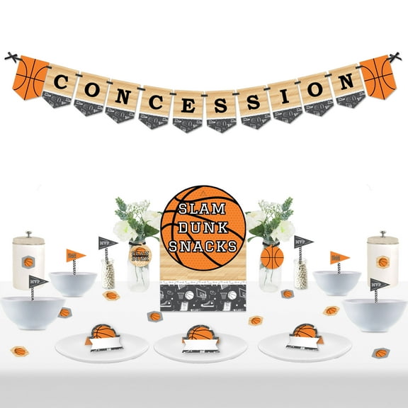 Big Dot of Happiness Nothin' But Net - Basketball - DIY Baby Shower or Birthday Party Concession Signs - Snack Bar Decorations Kit - 50 Pieces