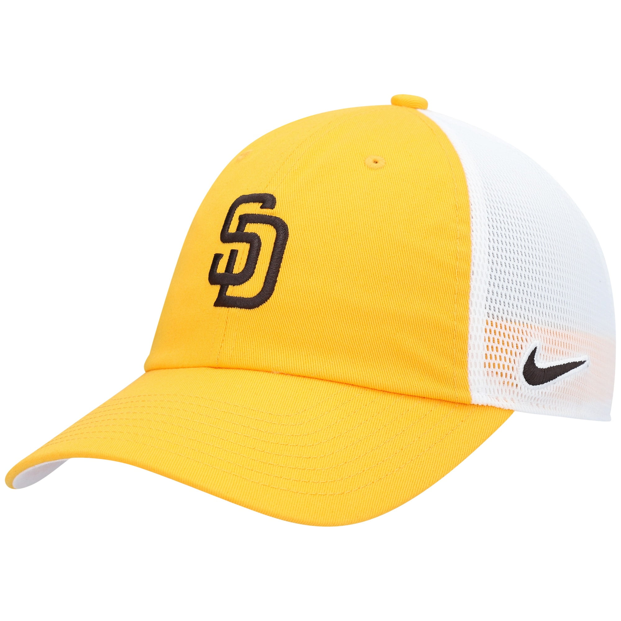 San Diego Padres Nike Heritage 86 Trucker Adjustable Hat - Gold - OSFA ...