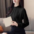 thumbnail image 4 of Summer Tops for Women 2025 Korean Version of Long Sleeved Loose Belly Chiffon Stand Fashion Shirts for Women Black L, 4 of 6