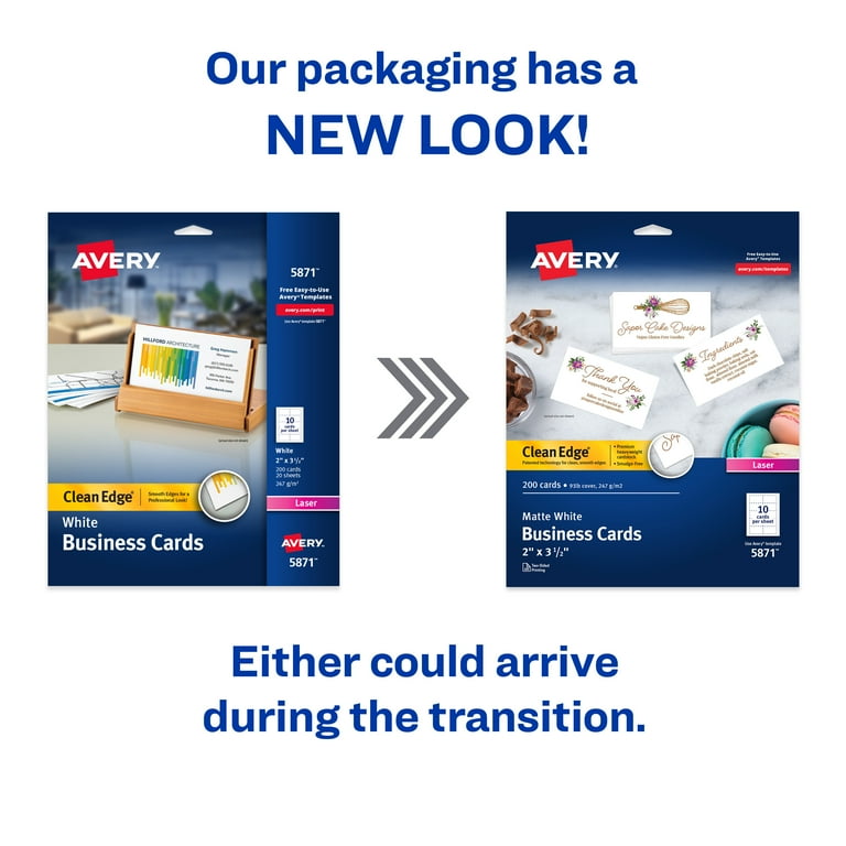 Avery Clean Edge Business Cards, Laser, X 1/2, White,, 60 OFF