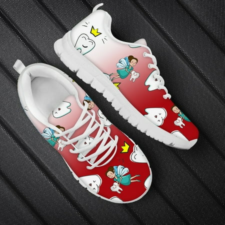 

Cartoon Tooth/Dental Fairy Print Woman Flats Ladies Sneakers Spring/Autumn Lace Up Sport Jogging Shoes Casual Shoes For Women