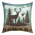thumbnail image 2 of Elk Deer Throw Pillow Covers 18x18 Inch Rustic Pillow Covers,Woodland Animals Cushion Covers Retro Brown Wildlife Reindeer Moose Paw Print Farmhouse Decor, 2 of 7