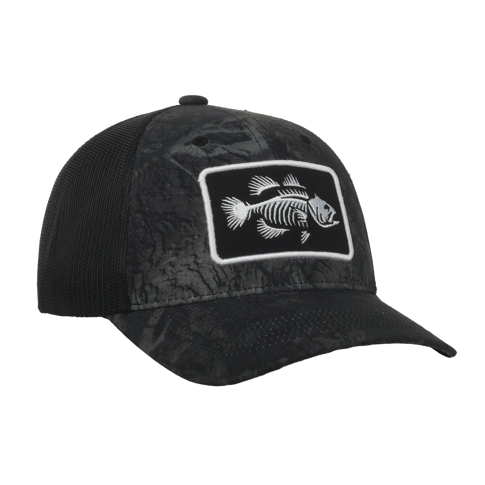Realtree® Fishing WAV3 Black Cap – 5-Panel, Bonefish Patch, Flat Visor, Snapback, One Size