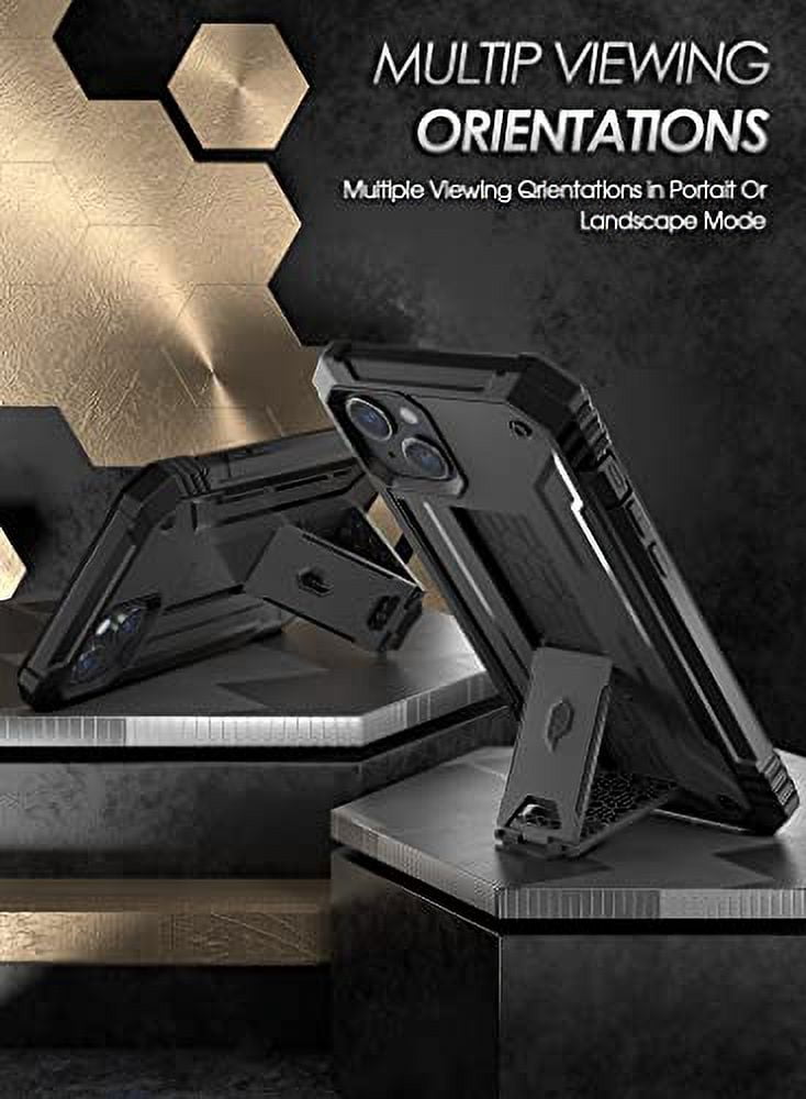 Poetic Revolution Case for iPhone 14 Plus, Heavy Duty Full Body Cover with Kickstand, Black