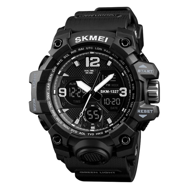 Reloj impermeable con pantalla dual, luz de fondo, esfera redonda, deportes, reloj de pulsera digital, alarma, cronómetro seitruly EL4547-03