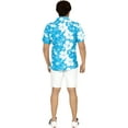 thumbnail image 5 of HAPPY BAY Men's Hawaiian Shirts Short Sleeve Button Down Shirt Floral Shirt Men Holiday Tropical Beach Summer Party Shirts for Men Funny XL Hibiscus, Autumn Turquoise, 5 of 5