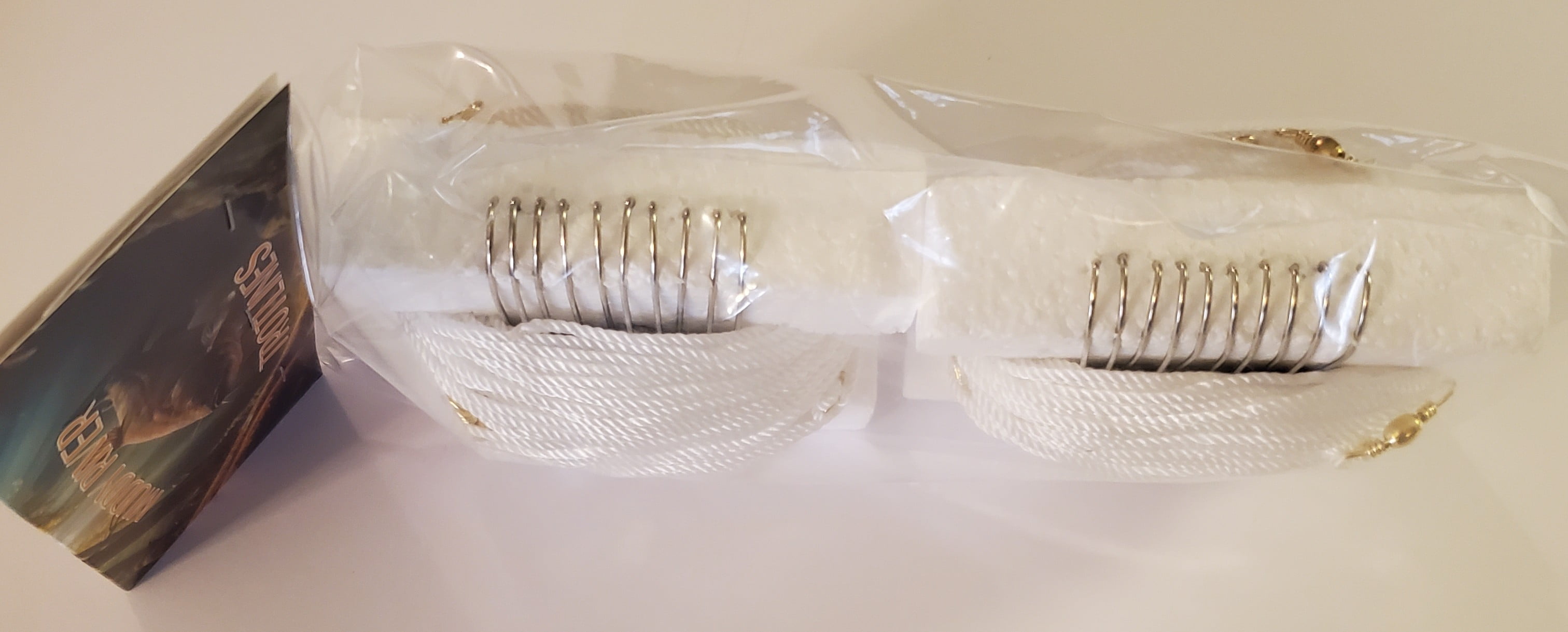 Muddy River Trotlines Package of 2 Complete Trotline kit Including Mainline prerigged with Swivels, Leader Lines and Hooks., 100 feet, white