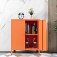 thumbnail image 5 of Small 2 Transparent Door Metal Storage Side Buffet Cabinet for Bed Room,Living Room,Entryway,Hallway,Home,Hotel,Office,Garage,Kitchen,1 Removable Shelf. (Metal Door, Orange), 5 of 13