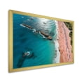 thumbnail image 2 of Designart "Aerial View of Beach in Blue and Pink V" Beach Framed Wall Art Decor - Coastal Pink Beach & Ocean Entryway Framed Wall Art Print, 2 of 6