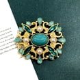 thumbnail image 6 of SmartBy Palace Style Women Retro Brooch Green Rhinestones Faux Pearls Exquisite Pin Vintage Suit Lapel Buckle Badge Outfit Accessories, 6 of 6