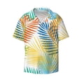 thumbnail image 5 of PAYOHTO Leaves Palm Tree Mens Hawaiian Casual Short-sleeved Shirt Tropical Summer Beach Button Down Shirts, 5 of 7