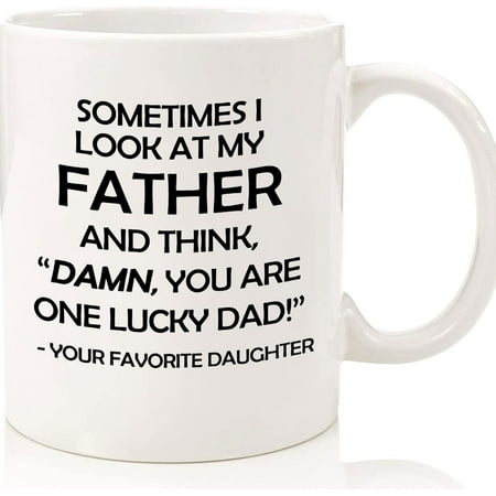 

One Lucky Dad Coffee Mug Fathers Day From Daughter Funny Unique Tea Cup Ceramic Novelty Coffee Mugs 11oz 15oz Mug Tea Cup Gift Present Mug For Birthday Christmas Thanksgiving Festiv