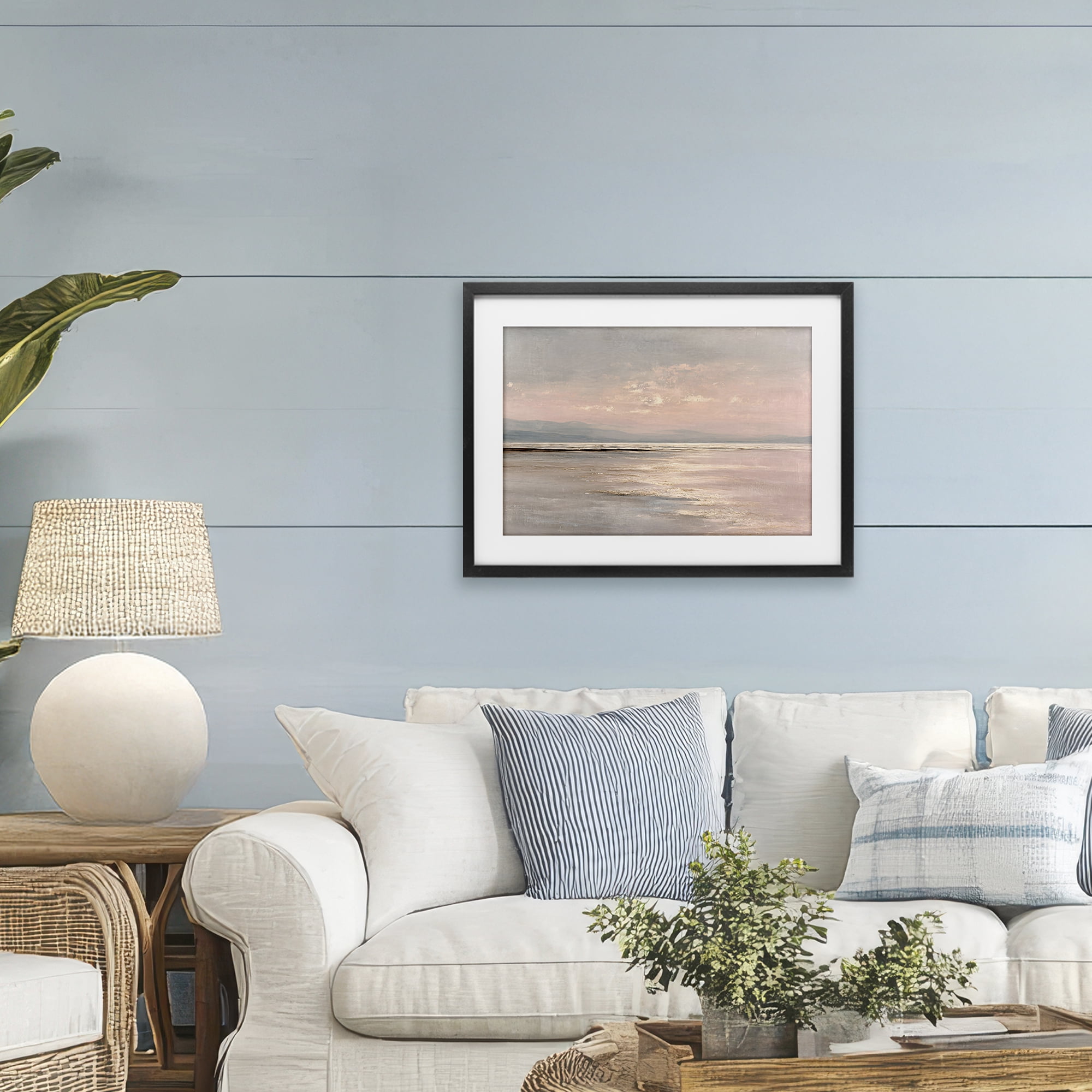Stupell Industries Vast Blush Seascape Black Framed Print Under Glass, design by Jacky Ngan
