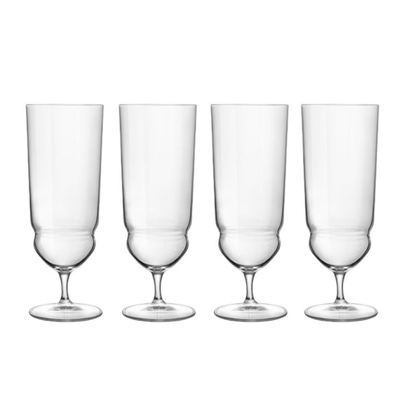 Luigi Bormioli Backdoor 20's | Set of 4 Tequila Sunrise 15.25 Oz Cocktail Glasses | Titanium Reinforced Stem | SON-hyx Crystal | Sinuous Design Mixed Drink Glass | Dishwasher Safe | Made In Italy