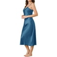 thumbnail image 4 of INSPIRE CHIC Women's Satin Nightgowns V-Neck Camisole Lounge Pajamas Long Silky Dress 2XL Peacock Blue, 4 of 6