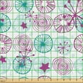 thumbnail image 2 of Ambesonne Abstract Boho Fabric by the Yard Upholstery, Circles Stars Lines, 3 Yards, Fuchsia Teal White, 2 of 5