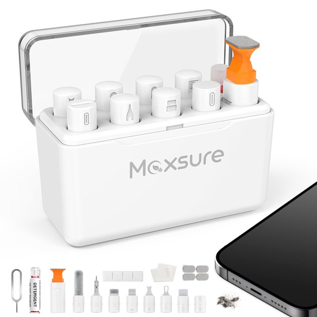 Kit de limpieza para teléfonos Maxsure 12 en 1 con limpiador Airpods, color blanco