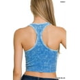 thumbnail image 3 of Zenana Women's Washed Ribbed Seamless High Neck Nylon Cropped Racer Back Tank Top, 3 of 3