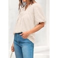 thumbnail image 4 of PRETTYGARDEN Womens Summer Tops Ruffle V Neck Blouses Loose Puff Short Sleeve Jacquard Babydoll Tops Casual Dressy T-Shirts, 4 of 9