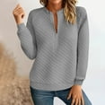 thumbnail image 2 of Htigea Half Zip Sweatshirt for Women Textured Long Sleeve Casual Loose Fit Pullover Sweatshirts Fall Crew Neck Tops Gray XL, 2 of 6