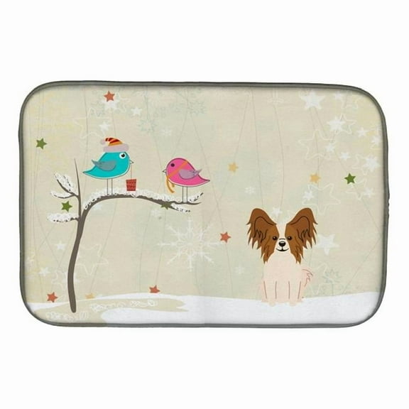 Carolines Treasures BB2550DDM Christmas Presents Between Friends Papillon Red White Dish Drying Mat