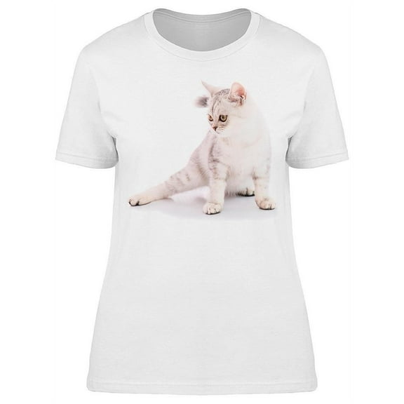 White Shorthair Kitten, Fun Pose T-Shirt Women -Image by Shutterstock, Female XX-Large